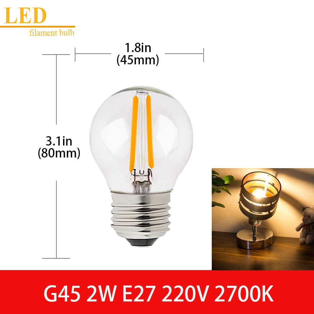 LED Filament Light Bulb Clear Glass Ampoule