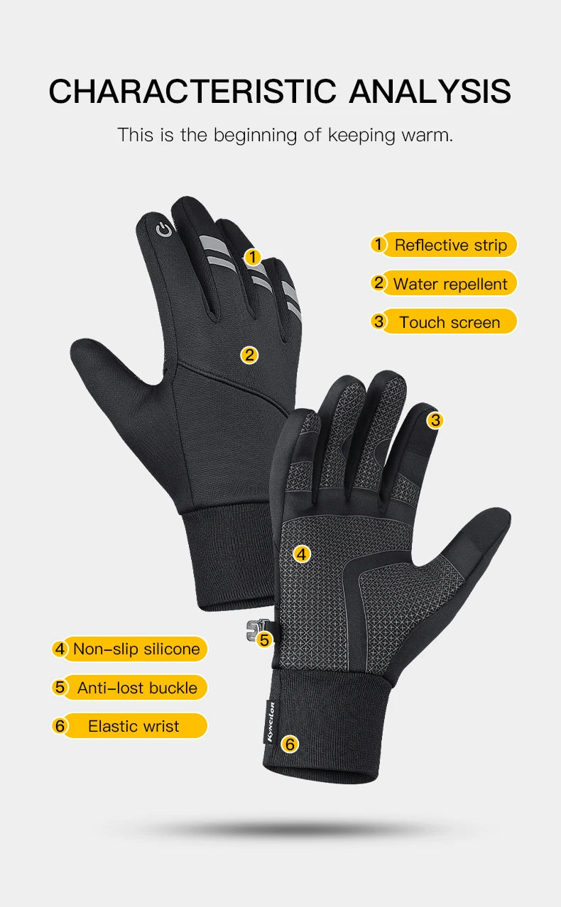 Winter Cycling Gloves - Touch Screen Waterproof Motorcycle Gloves