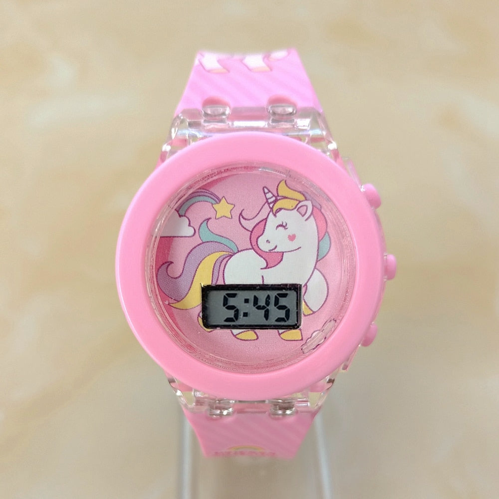 Children Cartoon Digital Flash Light Watches for Girls