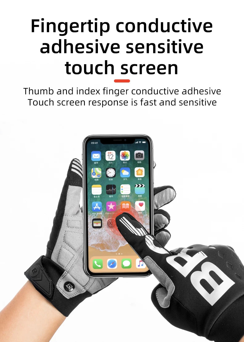 Cycling Gloves - Touch Screen Waterproof MTB Bike Gloves, Thermal Warm for Winter & Autumn Sports