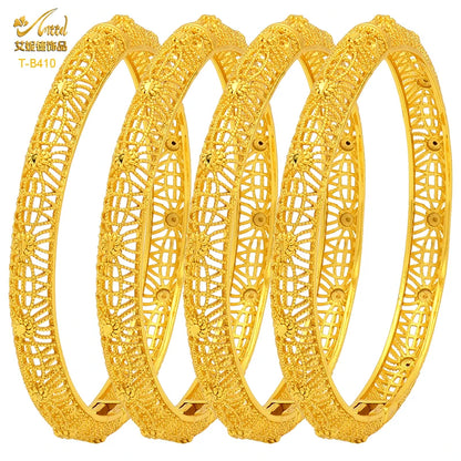 Dubai 24K Gold Color Bracelets for Women - Luxury Designer Indian Bangles, African Arabic Wedding Bridal Jewelry - Hiccupzz
