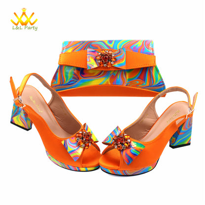Appliques Specials Italian Design Nigerian Women Shoes Matching Bag Set in Red Color INS Hot Sale Sandals - Hiccupzz