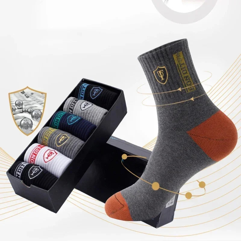 10 Pairs Breathable Cotton Sports Socks - Bamboo Fiber Sweat-Absorbing Deodorant Socks