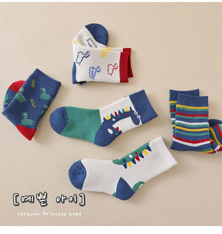 5 Pairs Winter Baby Socks - Warm Cotton Cartoon Socks for Kids, Thicken Socks for Girls and Boys