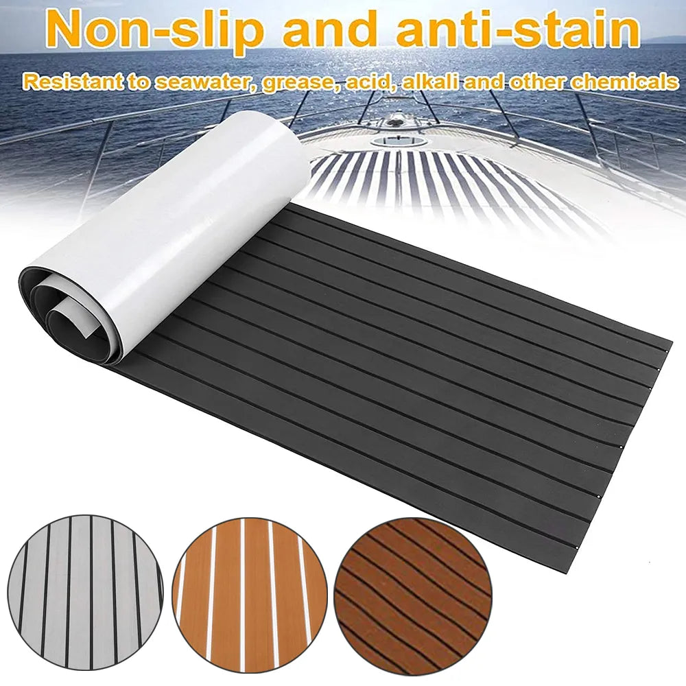 600x2400x5mm EVA Foam Faux Teak Boat Decking Mat Brown Deck Sheet Yacht Flooring Anti Skid Mat Self Adhesive Vehicle Pad