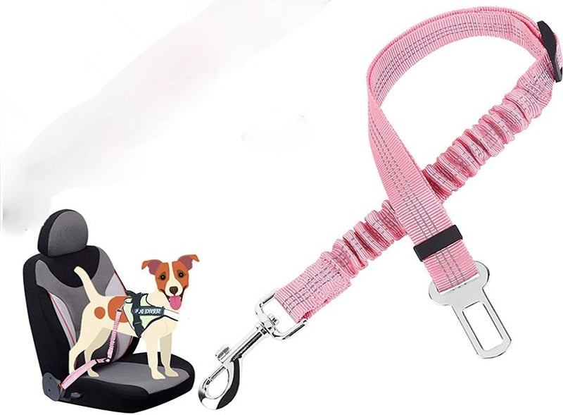 Two-in-one Nylon Adjustable Dogs Harness Collar Pet dog Accessories Pet Car Seat Belt Lead Leash Backseat Safety Belt