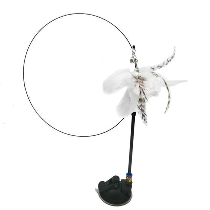 Simulation Bird Interactive Funny Cat Stick Toy Furry Feather Bird With Bell Sucker Cat Stick Toy Kitten Playing Toy - Hiccupzz