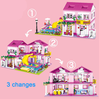 Friends City House Summer Holiday Villa Castle Building Blocks Sets Figures Swimming Pool DIY Toys for Kids Girls - Hiccupzz