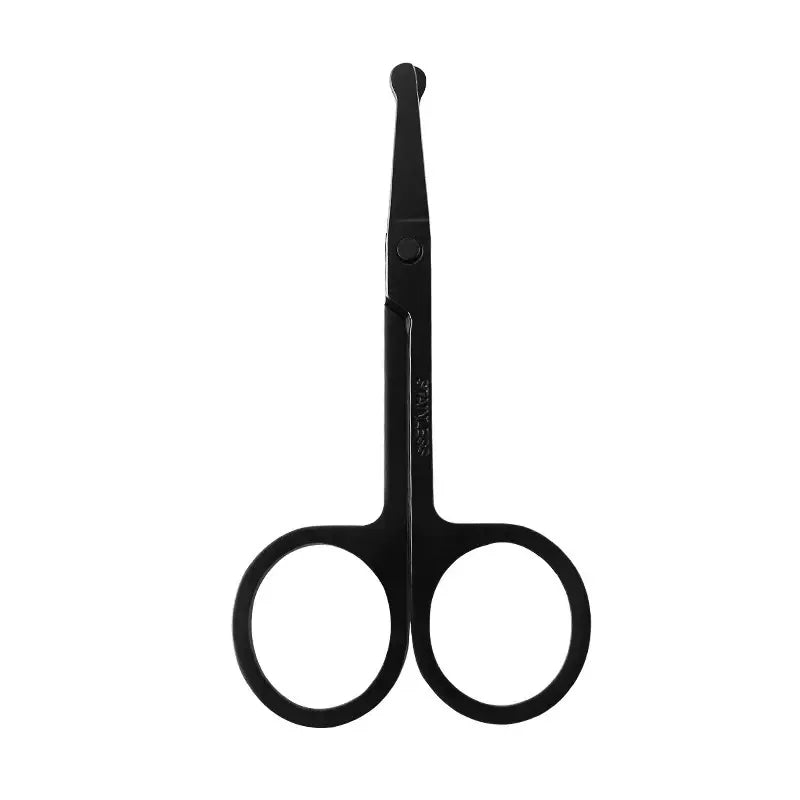 Hot Sale Men's and women's general purpose stainless steel black round head safety nose hair scissors/eyebrow trimmer