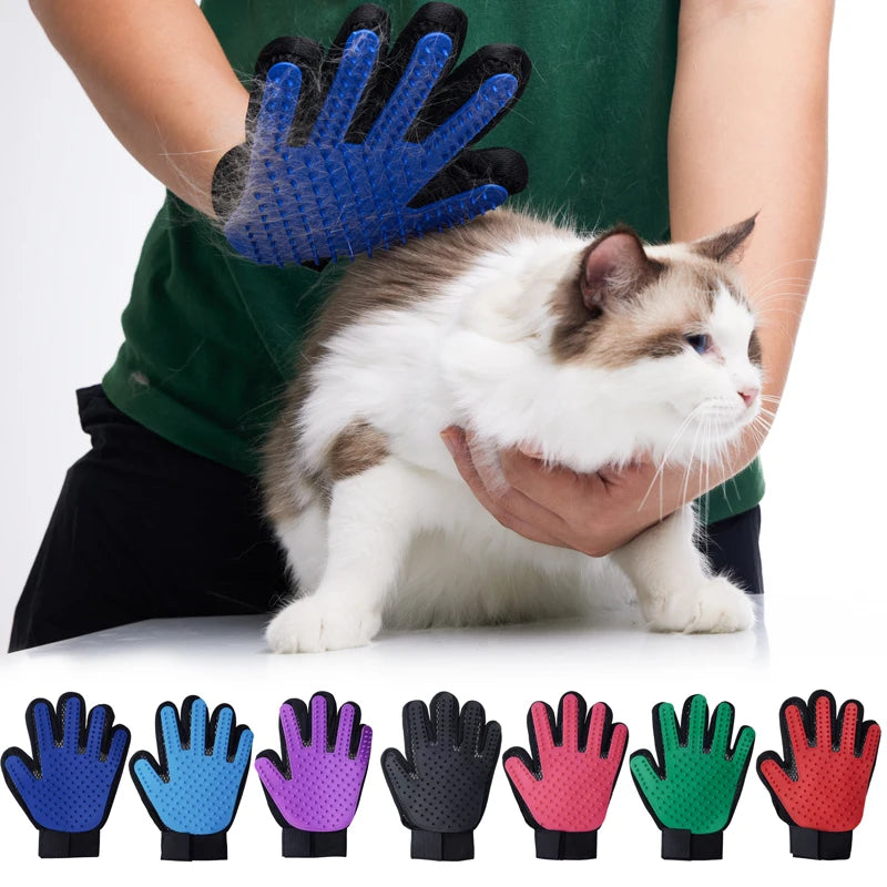 Pet Grooming Glove – Cat Hair Deshedding Brush and Dog Comb for Bathing, Cleaning, and Massaging Animals