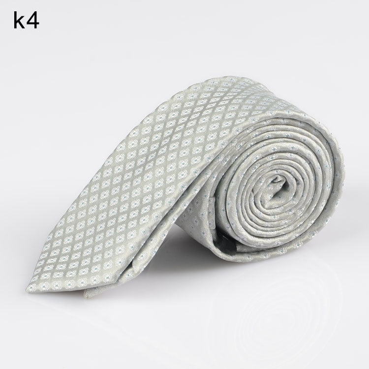 New Men's Casual Slim Ties Classic Polyester Woven Party Neckties Fashion Plaid Dots Man Neck Tie For Wedding Business Male Tie