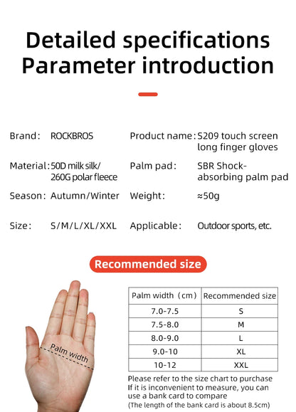 Cycling Gloves - Touch Screen Waterproof MTB Bike Gloves, Thermal Warm for Winter & Autumn Sports