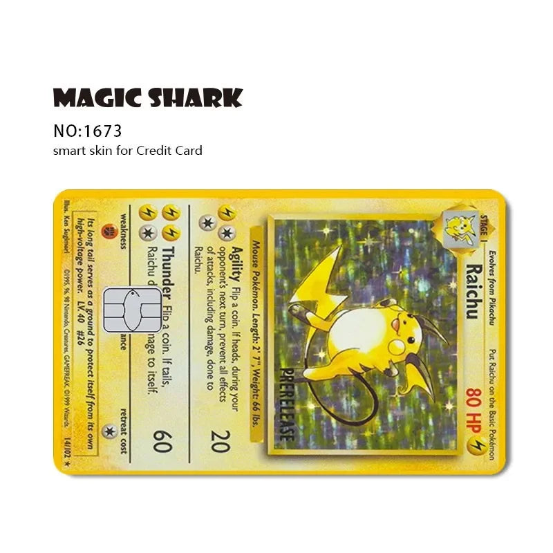 Pokemon Pikachu Charizard PVC No Fade Sticker Film Skin Cover for Credit Card Debit Bank Card Front Side