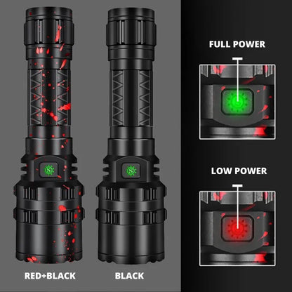 ZK40 50000000LM High Power XHP220 Powerful LED Flashlight Tactical Military Torch  USB Camping Lanterna Waterproof Self Defence - Hiccupzz