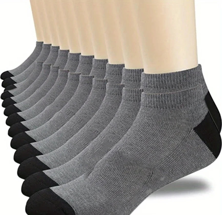 10 Pairs Breathable Cotton Sports Socks - Bamboo Fiber Sweat-Absorbing Deodorant Socks