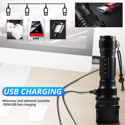 ZK40 50000000LM High Power XHP220 Powerful LED Flashlight Tactical Military Torch  USB Camping Lanterna Waterproof Self Defence - Hiccupzz