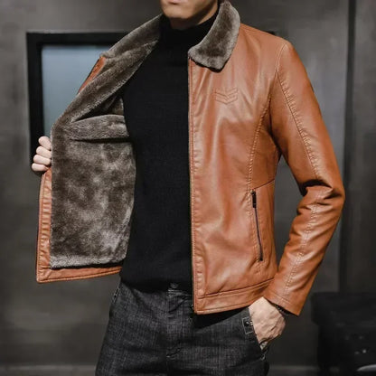 Men's Vintage Brown Leather Jacket - Hiccupzz