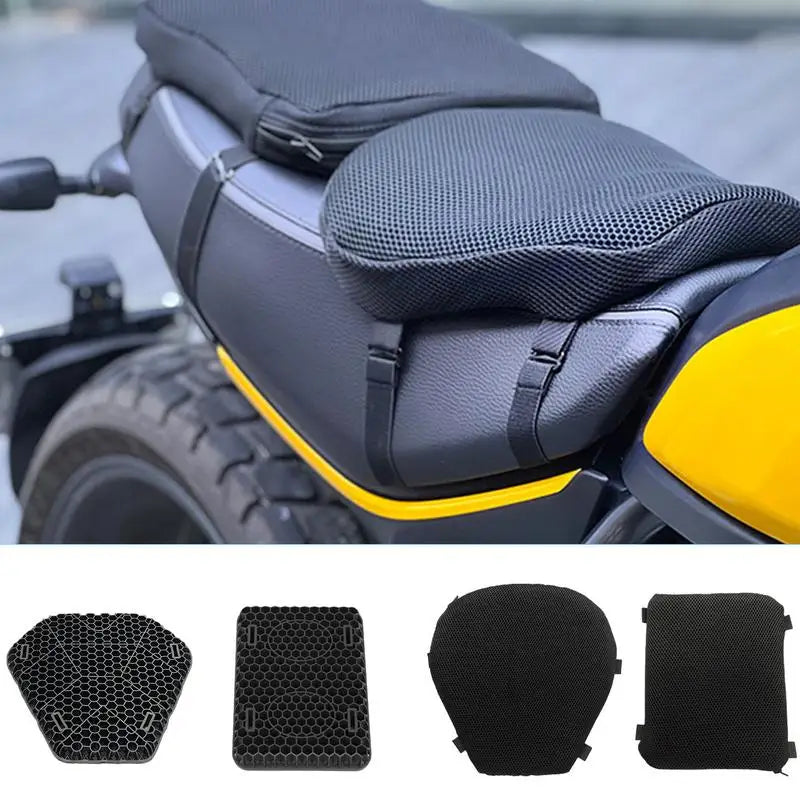 Comfortable Motorcycle Seat Shock Absorption Pad - 3D Honeycomb Breathable Cushion for Riding & Cycling Accessories