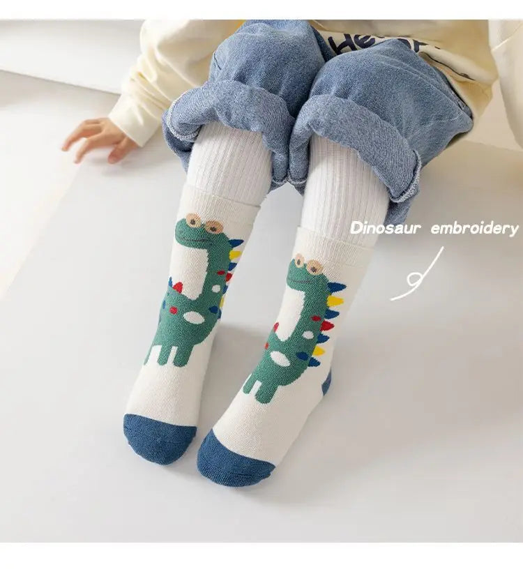 5 Pairs Winter Baby Socks - Warm Cotton Cartoon Socks for Kids, Thicken Socks for Girls and Boys