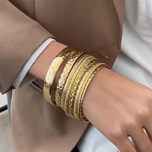 Fashion Stainless Steel Bracelets for Women Twist Texture Bangles Gold Silver Color Jewelry