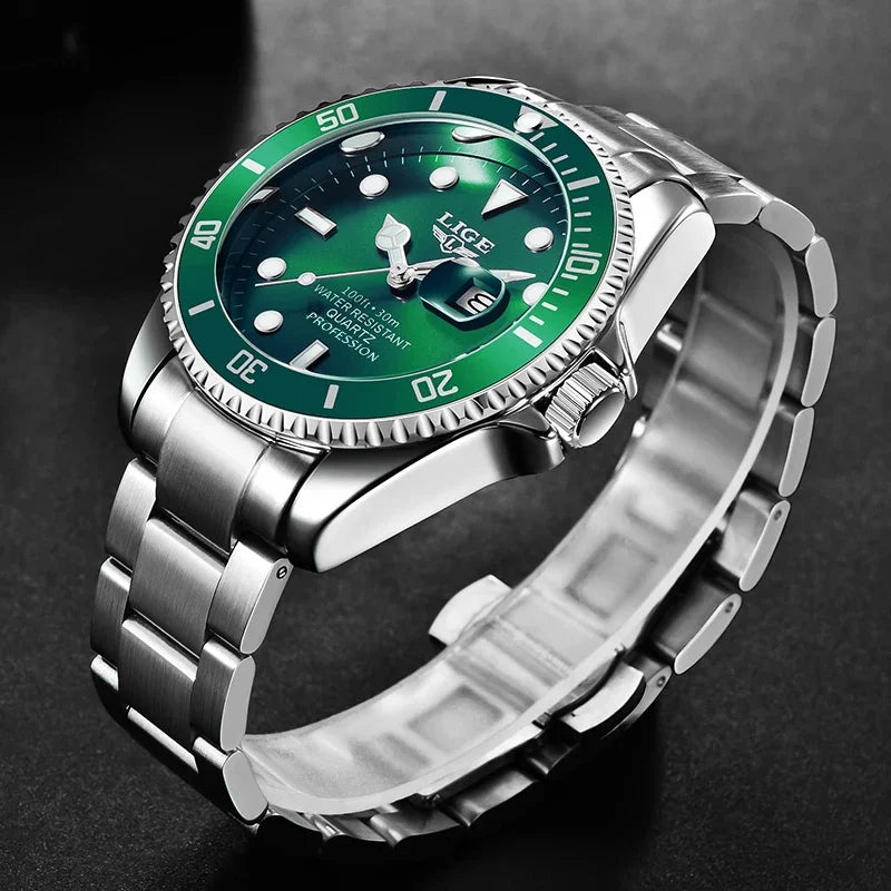 LIGE Luxury Diver Watch for Men - 30ATM Waterproof Quartz Wristwatch with Date, Sport Design