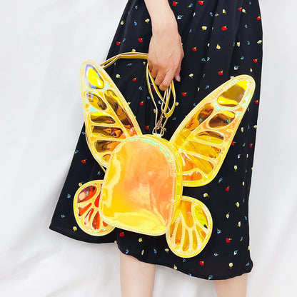 Fashion Women's Laser Mini Backpack Butterfly Angel Wings Daypack for Girls Travel Casual Daypack School Bag Holographic Leather - Hiccupzz