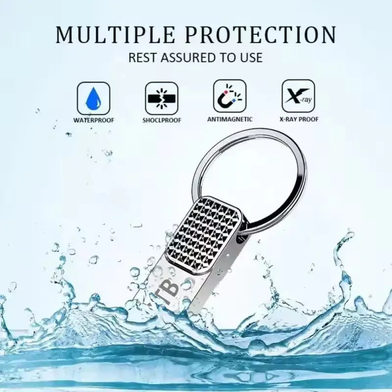 2TB Metal USB 3.2 Flash Drive – High-Speed Type-C Pen Drive, 1TB/512GB/128GB Mini Key Design for Phone & PC