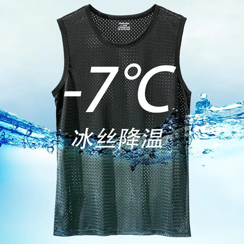 Men's Ice Silk Mesh Tank - Transparent Gym Stringer Bodybuilding Vest