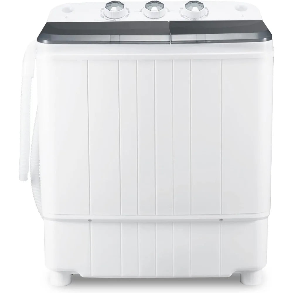 Portable Washing Machine 17.6Lbs Capacity Mini Compact Twin Tub Laundry Washer & Spinner with Gravity Drain Pump for Apartment - Hiccupzz