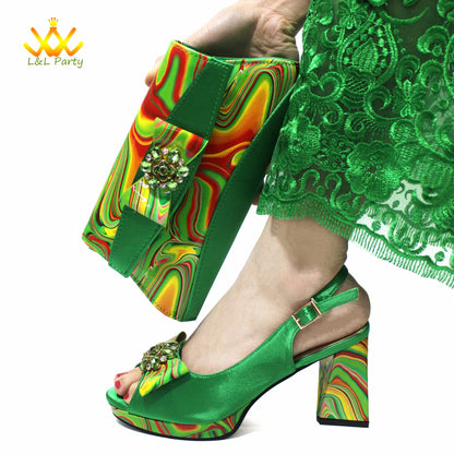 Appliques Specials Italian Design Nigerian Women Shoes Matching Bag Set in Red Color INS Hot Sale Sandals - Hiccupzz