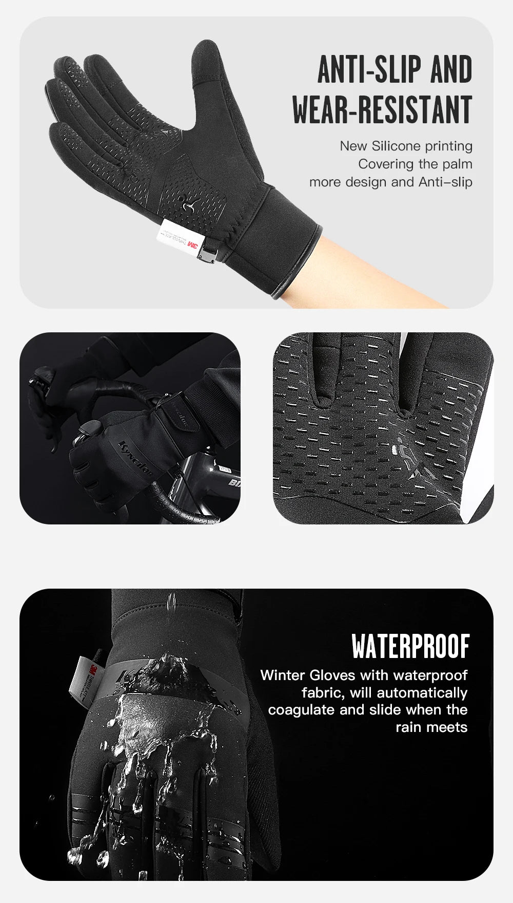 Winter Cycling Gloves - Touch Screen Waterproof Motorcycle Gloves