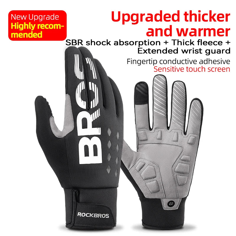 Cycling Gloves - Touch Screen Waterproof MTB Bike Gloves, Thermal Warm for Winter & Autumn Sports