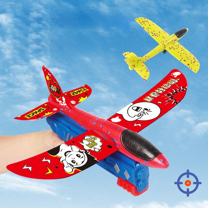 Foam Plane 10M Launcher Catapult Airplane Gun Toy Children Outdoor Game Bubble Model Shooting Fly Roundabout Toys