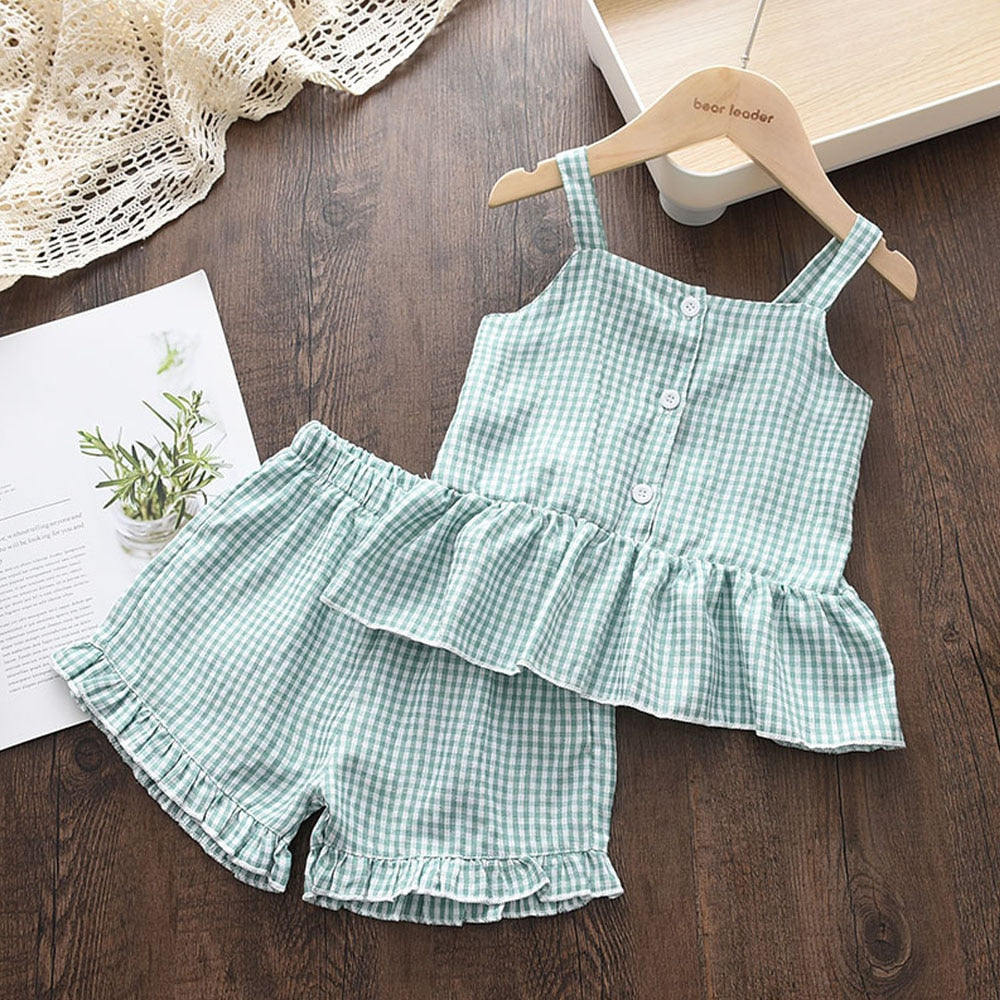 Kids Girls Clothing Sets Summer New Style Brand  Baby Girls Clothes Short Sleeve T-Shirt+Pant Dress 2Pcs Children Clothes Suits