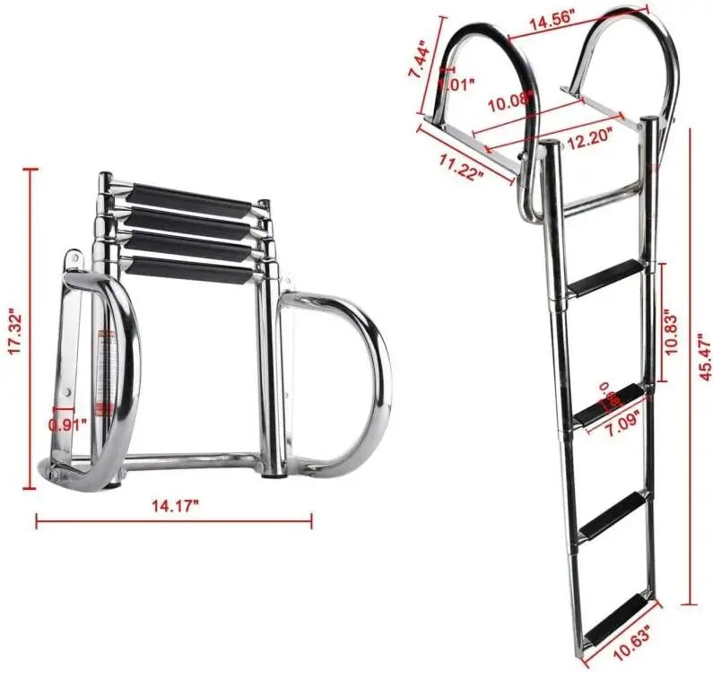 Boat Accessories Stainless Steel Boat Boarding Telescoping Ladder Sliding folding swimming Launching ladder With handrail