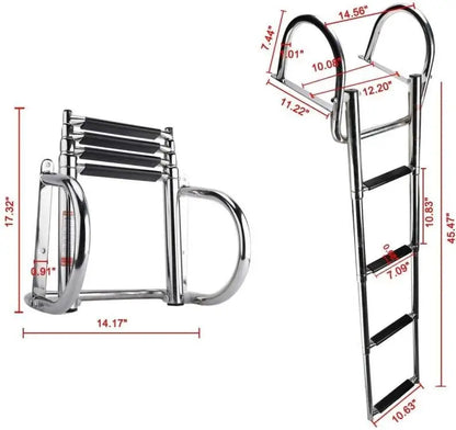Boat Accessories Stainless Steel Boat Boarding Telescoping Ladder Sliding folding swimming Launching ladder With handrail - Hiccupzz