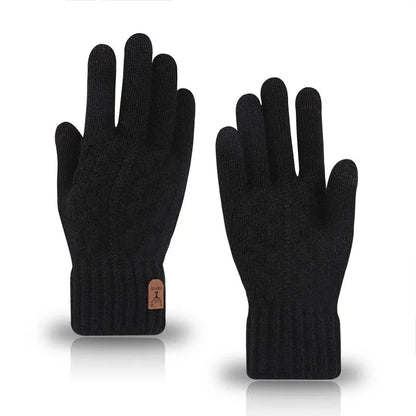 Men's Winter Touch Screen Gloves - Warm Wool Knitted Gloves with Fleece Lining for Cold Weather