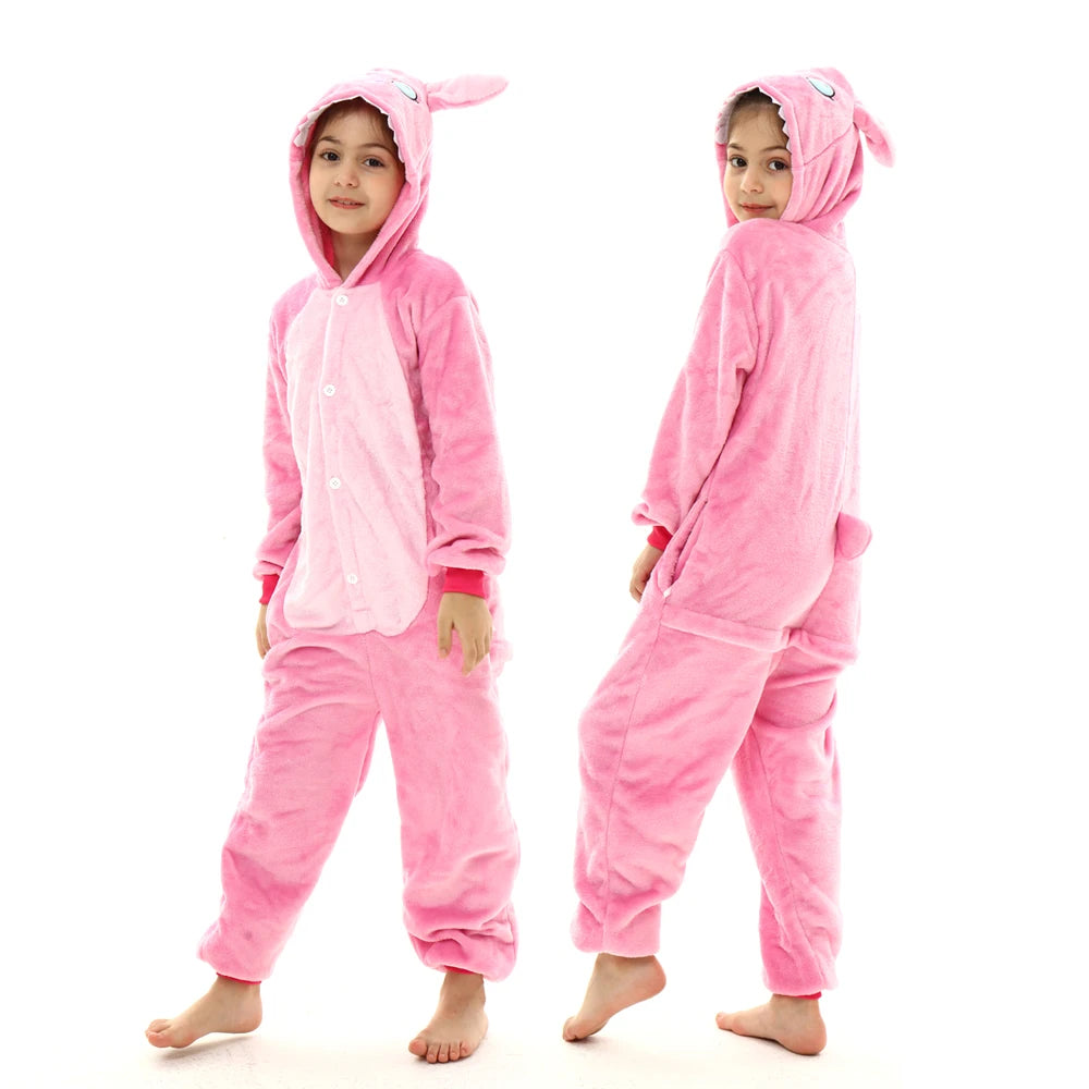 Kids Winter Stitch Flannel Pajamas - Pikachu, Unicorn Kigurumi Onesies for Boys, Girls, and Baby Blanket Sleepers