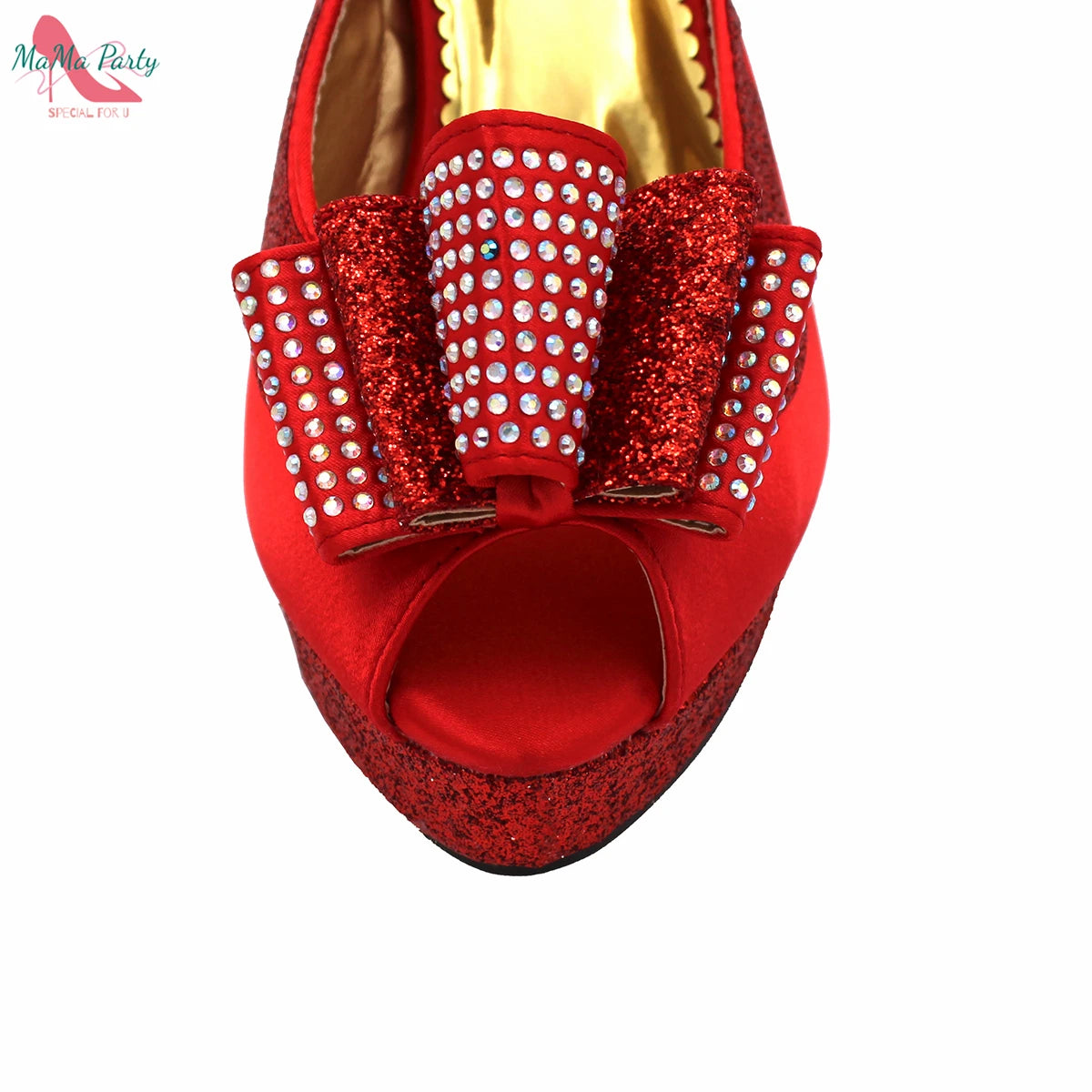 Elegant Style African Women Shoes Matching Hand Bag Set in Red  Color Slingbacks Sandals with Platform for Party