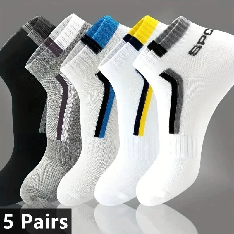 10 Pairs Breathable Cotton Sports Socks - Bamboo Fiber Sweat-Absorbing Deodorant Socks