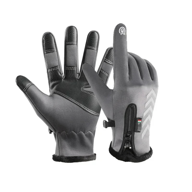 Men's Winter Waterproof Cycling Gloves - Touch Screen, Fleece, Non-slip, Warm Full Finger Gloves