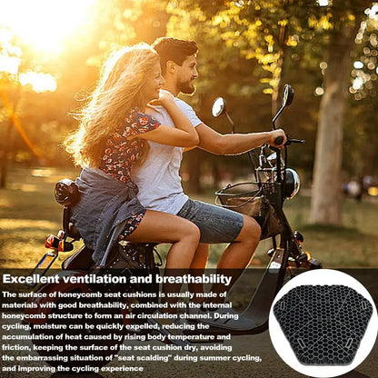 Comfortable Motorcycle Seat Shock Absorption Pad - 3D Honeycomb Breathable Cushion for Riding & Cycling Accessories - Hiccupzz