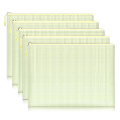5pcs Mesh Zipper Pouch Document Bag Waterproof Zip File Folders A4 School Office Supplies Pencil Case Storage Bags - Hiccupzz