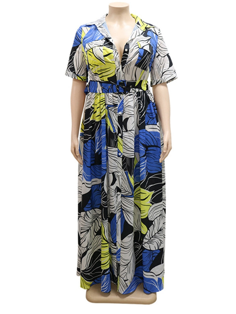 5XL Plus Size Blouse Maxi Dress For Women Summer 2023