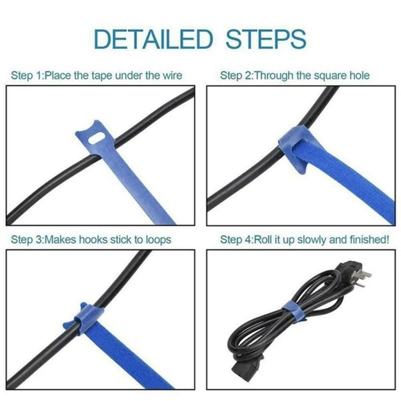 10/30/50pcs Releasable Cable Organizer Ties