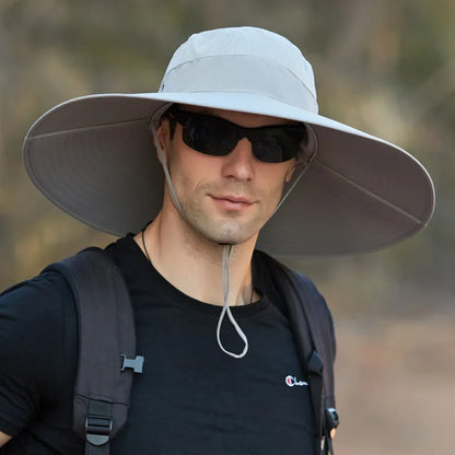 Hot Men's 15CM Big Wide Brim Outdoor Waterproof Mountaineering Cap - Hiccupzz