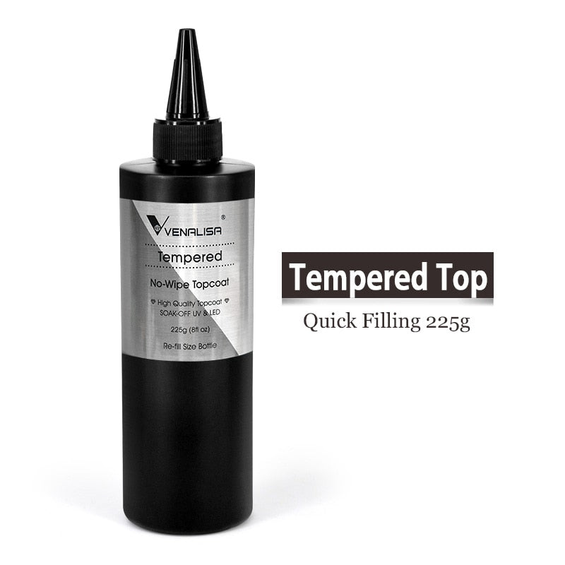 Long Wear Tempered Top Coat Reinforce Gel, Big Volume 225g/30ml Base Gel