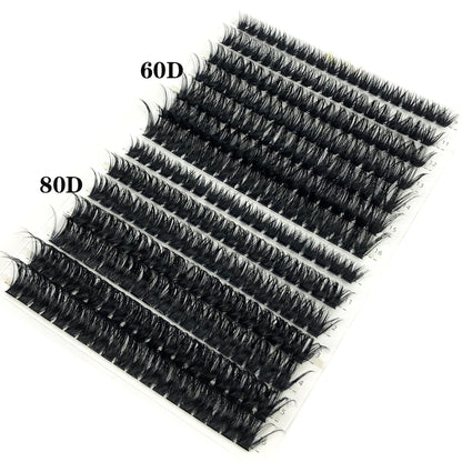 Mixed Tray Individual Lashes (30D, 40D, 60D, 80D) - 3D Russian Volume Eyelashes, Soft Natural Mink Lash Clusters, False Eyelashes - Hiccupzz
