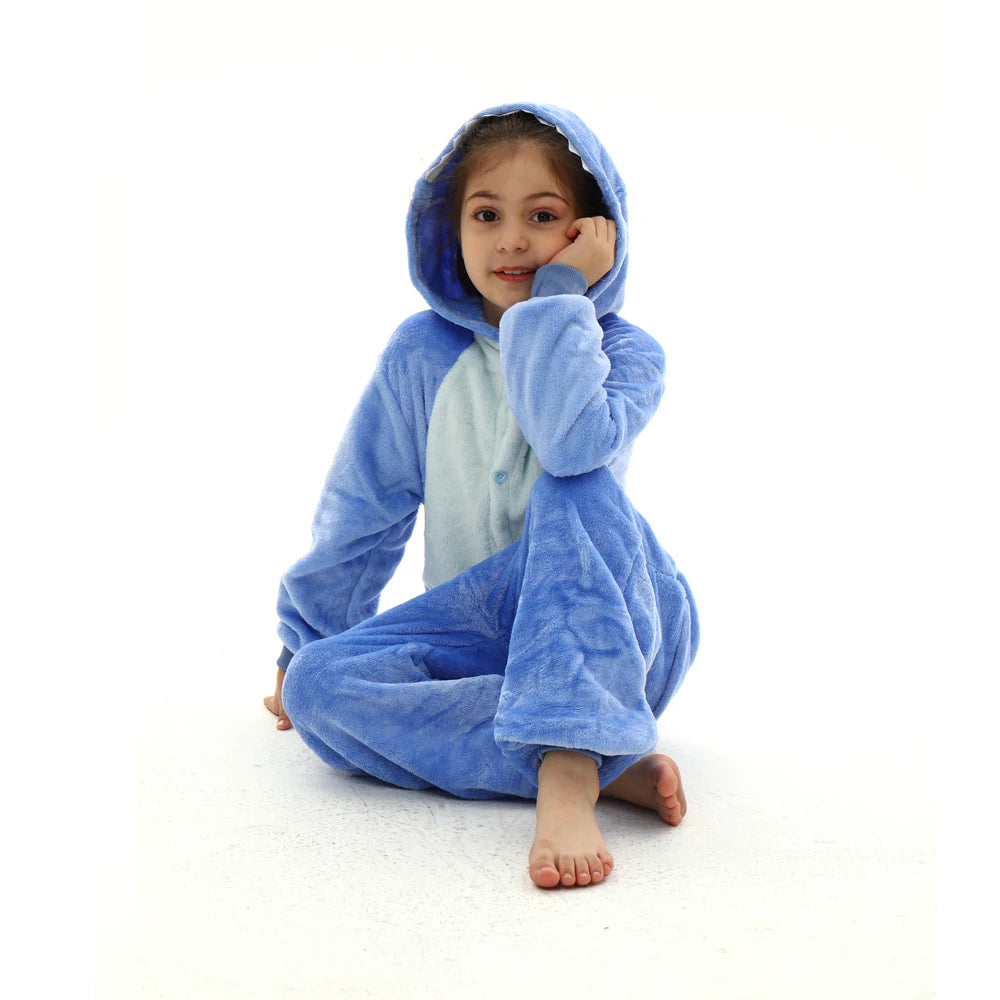 Kids Winter Stitch Flannel Pajamas - Pikachu, Unicorn Kigurumi Onesies for Boys, Girls, and Baby Blanket Sleepers