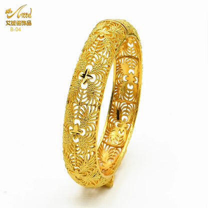 Dubai 24K Gold Color Bracelets for Women - Luxury Designer Indian Bangles, African Arabic Wedding Bridal Jewelry - Hiccupzz